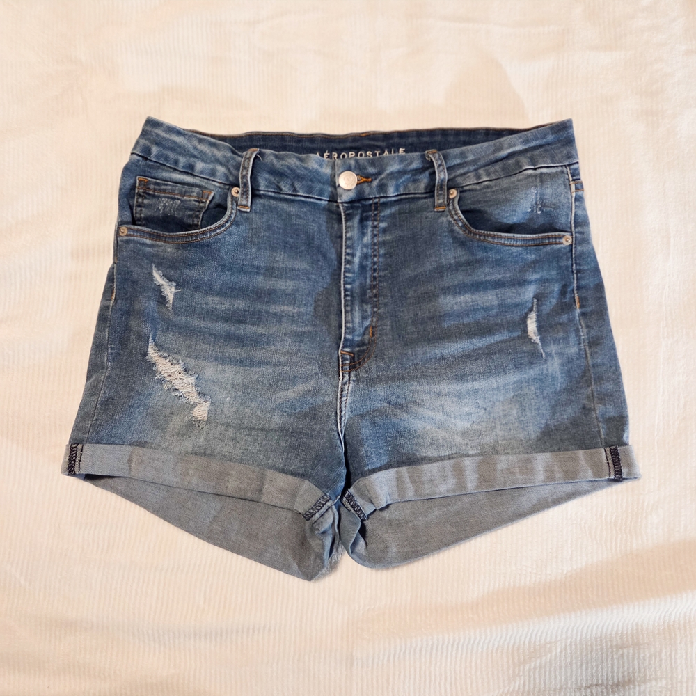 Aeropostale Women's Distressed Blue Jean Shorts
